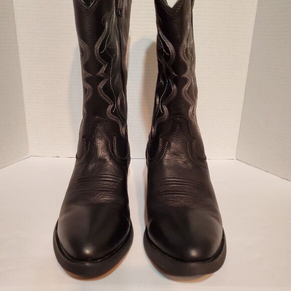 Justin Black Leather Stitch Detail Cowboy Boots Style 2566 Men\'s Size 11D main image 6